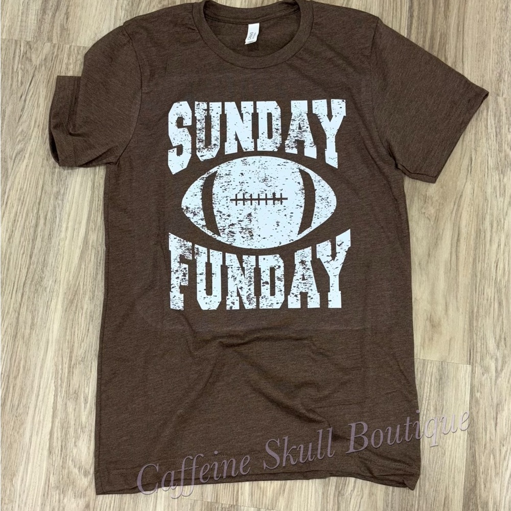 Bella Canvas Brown 'Sunday Funday' Short Sleeve Tee